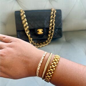 Elegant Gold and CZ Bracelet Stack